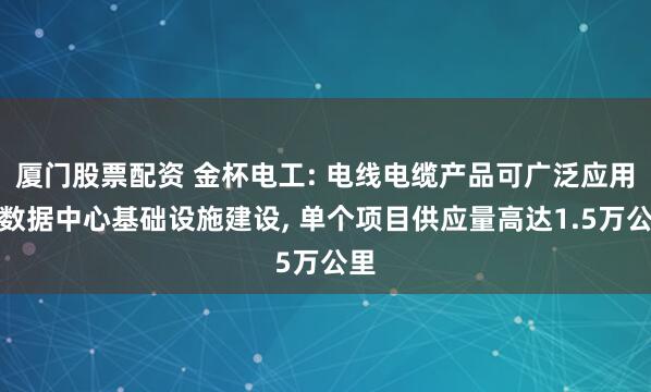 厦门股票配资 金杯电工: 电线电缆产品可广泛应用于数据中心基础设施建设, 单个项目供应量高达1.5万公里