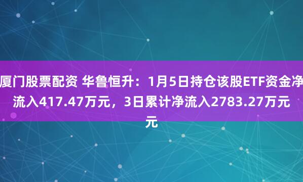 厦门股票配资 华鲁恒升：1月5日持仓该股ETF资金净流入417.47万元，3日累计净流入2783.27万元