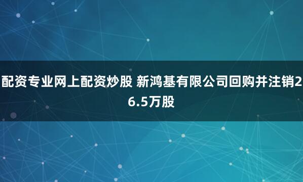 配资专业网上配资炒股 新鸿基有限公司回购并注销26.5万股