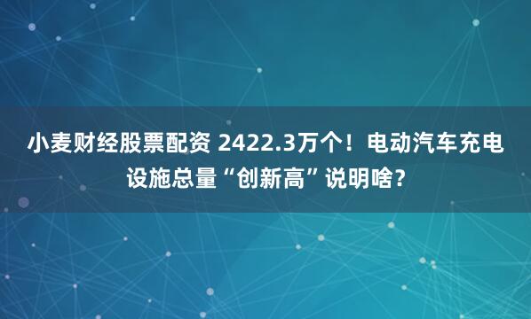 小麦财经股票配资 2422.3万个！电动汽车充电设施总量“创新高”说明啥？